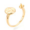 Flat Round Brass Cup Peg Ring Settings, Adjustable Ring Settings for Half Drilled Beads, Real 18K Gold Plated, 9.5mm, Inner Diameter: 16mm, Pin: 0.7~0.9mm