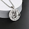 201 Stainless Steel Pendant Necklaces with Alloy Box Chain, Stainless Steel Color, Flat Round Constellation Pattern, Virgo, 23.62 inch(60cm)