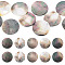 10Pcs Flat Round Natural Black Lip Shell Pendants, 35~36x1~2mm, Hole: 1mm