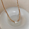 Natural Shell Initial Pendant Glass Beaded Pendant Necklaces, with Brass End Chains, Golden, Goldenrod, Letter M, 13.98 inch(35.5cm)