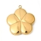 304 Stainless Steel Pendants, Flower Charms, Ion Plating(IP), Golden, 32.5x30x7mm, Hole: 2mm