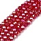 Electroplate Glass Beads Strands, Opaque Solid Color, AB Color Plated, Faceted, Rondelle, Crimson, 4x3mm, Hole: 0.4mm, about 110~115pcs/strand, 39~40cm