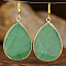 Natural Green Aventurine Teardrop Dangle Earrings, with 304 Stainless Steel Hook, Golden, 40x20mm