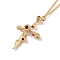 304 Stainless Steel Cross with Flower Pendant Necklaces for Women, Golden, 17.87 inch(45.4cm),