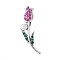 Alloy Rhinestone Brooches, with Plastic Imitation Pearl Beads, Rose Flower, Antique Silver, Fuchsia, 36.5x16.5mm