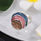Three Flat Round Zinc Alloy Enamel Stretch Finger Rings, Silver, Camel, Inner Diameter: 18mm