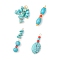 4Pcs 4 Styles Synthetic Turquoise & Glass Seed Beads Pendants, with Brass and 304 Stainless Steel Findings, Golden, Mixed Shapes, 27~40x7.5~13.5x5~10mm, Hole: 1.6~3mm, 1pc/style