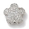 Rack Plating Brass Micro Pave Cubic Zirconia Beads, Long-Lasting Plated, Lead Free & Cadmium Free, Flower, Platinum, 11.5x12x5mm, Hole: 0.5mm