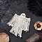 Woven Macrame Cotton Ghost Pendant Decorations, with Glass Beads, Halloween Hanging Ornaments, White, 297mm