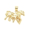Brass Pendants, Horse Charms, Long-Lasting Plated, Cadmium Free & Lead Free, Real 18K Gold Plated, 19.5x26x4mm, Hole: 5x4mm