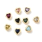 Heart Brass Micro Pave Cubic Zirconia Cabochons, Rack Plating, Long-Lasting Plated, Lead Free & Cadmium Free, Real 18K Gold Plated, Mixed Color, 5x5.5x3mm
