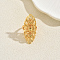 Geometric Hollow Brass Finger Rings for Women, Flower, Golden, 40mm, Inner Diameter: 16mm~18mm