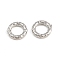 Brass European Beads, Hammered Ring, Large Hole Beads, Rack Plating, Long-Lasting Plated, Lead Free & Cadmium Free, Platinum, 8x1.5mm, Hole: 4.5mm