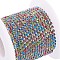 Brass Rhinestone Strass Chains, with Spool, Rhinestone Cup Chain, about 2880pcs Rhinestone/bundle, Grade A, Silver Metal Color, Colorful, 2mm, about 10yards/roll