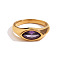 316L Stainless Steel with Cubic Zirconia Finger Rings, Horse Eye, Golden, Purple, US Size 7(17.3mm)