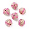Alloy Enamel Beads, with ABS Imitation Pearl, Golden. Round, Deep Pink, 13.5x13.5mm, Hole: 2mm