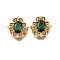 Brass Glass Beads, Rhombus, Green, 12x12x6mm, Hole: 1.8mm