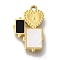 Ion Plating(IP) 304 Stainless Steel Manual Polishing Charms, with Black & White Acrylic, Heart & Rectangle, Golden, 15x10x2mm, Hole: 1.2mm