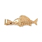 304 Stainless Steel Pendants,  Fish, Manual Polishing, Ion Plating(IP), Real 18K Gold Plated, 35.5x16.5x4mm, Hole: 5x8.5mm