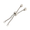 Non-Tarnish Adjustable 304 Stainless Steel Box Chain Slider Bracelet Making, Stainless Steel Color, 4-3/8 inch(11cm), Hole: 2.2mm