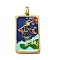 Tarot 304 Stainless Steel Enamel Pendants, Real 18K Gold Plated, Ion Plating(IP), Human, 37.5x22x2mm, Hole: 6x3.5mm