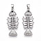 Brass Micro Pave Cubic Zirconia Pendants, Cadmium Free & Lead Free, Fish Charms, Platinum, 28.5x12x3mm, Hole: 5x2.5mm