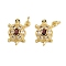 Brass Micro Pave Cubic Zirconia Pendants, Turtle, with Jump Ring, Long-Lasting Plated, Cadmium Free & Lead Free, Rack Plating, Golden, Coconut Brown, 17x14.5x4mm, Hole: 3mm