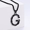Stylish Stainless Steel Initial Pendant Necklaces, Black, Letter G