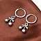 316 Surgical Stainless Cherry Hoop Earrings, Antique Silver & Stainless Steel Color, 31x12mm