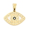 304 Stainless Steel Charms, with Rhinestone and Enamel, Real 18K Gold Plated, Evil Eye Charm, Black, 16.5x22.5x2mm, Hole: 6.5x4mm