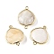 Brass Connector Charms, with Natural Moonstone, Rack Plating, Teardrop, 24.5x18x7mm, Hole: 1.6mm