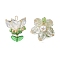 Transparent Glass Pendants, Flower Charm, with Glass Pearl Beads and 304 Stainless Steel Loops, White, 29.5x23x22mm, Hole: 4x2.5mm