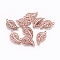 Tibetan Style Alloy Pendants, Leaf, Rose Gold, 18x10.5x1.5mm, Hole: 1.2mm