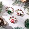 3Pcs Christmas Glass & Handmade Lampwork Finger Rings for Women, Mixed Shapes, 4.5mm, US Size 9 3/4(19.5mm)
