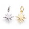 Brass Charms, with Jump Ring, Star, Mixed Color, 11x10x1.5mm, Hole: 3mm