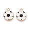 Alloy & Enamel Pendants, Football Charms, Golden, White, 15x12x1mm, Hole: 1.8~2mm