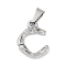 Non-Tarnish 304 Stainless Steel Pendants, Bamboo Style, Stainless Steel Color, Letter.C, 18x13.6x3.7mm, Hole: 7x4mm