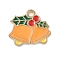 Christmas Alloy Enamel Pendants, Light Gold, Christmas Bell, 16x18x1.3mm, Hole: 1.8mm