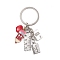Teachers' Day Alloy Enamel Keychains, with Tibetan Style Alloy Pendants and Iron Split Key Rings, Mixed Shapes, Mixed Color, 7cm, Pendants: 15~29x9.5~11.5mm