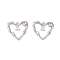 Brass Pendants with Clear Glass, Heart, Real Platinum Plated, 15.5x17x3mm, Hole: 1.4mm