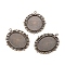 Tibetan Style Oval Pendant Cabochon Settings,  Cadmium Free & Nickel Free & Lead Free, Antique Bronze, Tray: 40x30mm, 61x48x3mm, Hole: 3mm