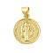 Rack Plating Brass Pendants, Cadmium Free & Lead Free, Planet, Round, Real 18K Gold Plated, 18x15x1mm, Hole: 3x4mm