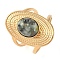 Oval Natural African Turquoise(Jasper) Finger Rings, Ion Plating(IP) 304 Stainless Steel Cuff Rings for Women, Soldered, Real 14K Gold Plated, 24mm, Gemstone: 11.5x9.5mm, Adjustable