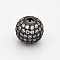 Brass Micro Pave Grade AAA Cubic Zirconia Beads, Cadmium Free & Nickel Free & Lead Free, Round, Clear, Gunmetal, 6mm, Hole: 1mm