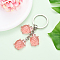 Tortoise Theme Gradient Color & Luminous Resin  Pendant Decoration, with Iron Split Key Rings, for Keychain, Purse, Backpack Ornament, Tomato, 80mm, pendant: 26mm