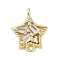 Brass Clear Cubic Zirconia Connector Charms, Cadmium Free & Nickel Free & Lead Free, Star Links, Real 14K Gold Plated, 14x11.5x3.5mm, Hole: 1.4mm