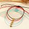 5Pcs 5 Colors Heart Adjustable Nylon Cord Braided Bracelets, Brass Heart Jewlery for Women, Gold, Mixed Color, Inner Diameter: 11 inch(28cm);
