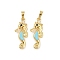 Brass Micro Pave Cubic Zirconia Pendants, Sea Horse Charms, with Enamel, Real 18K Gold Plated, 31x12.5x4mm, Hole: 7x5mm