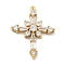 Brass Micro Pave Clear Cubic Zirconia Pendants, Cross, Rack Plating, Long-Lasting Plated, Lead Free & Cadmium Free, Real 18K Gold Plated, 23.5x18.5x3.5mm, Hole: 0.8mm