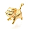 Brass Pendants, with Jump Ring, Dog, Real 18K Gold Plated, 15.5x20x7.5mm, Hole: 3.5mm